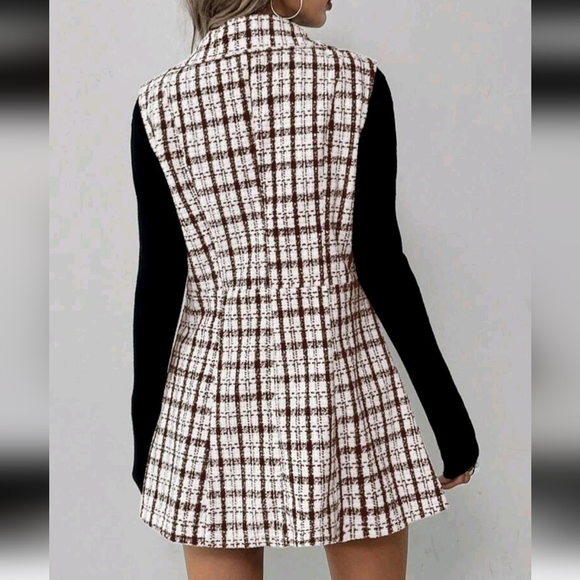 Women Plaid Print Collar Sleeveless Top And Mini Skirt 2-Piece Set - Picture 2 of 6